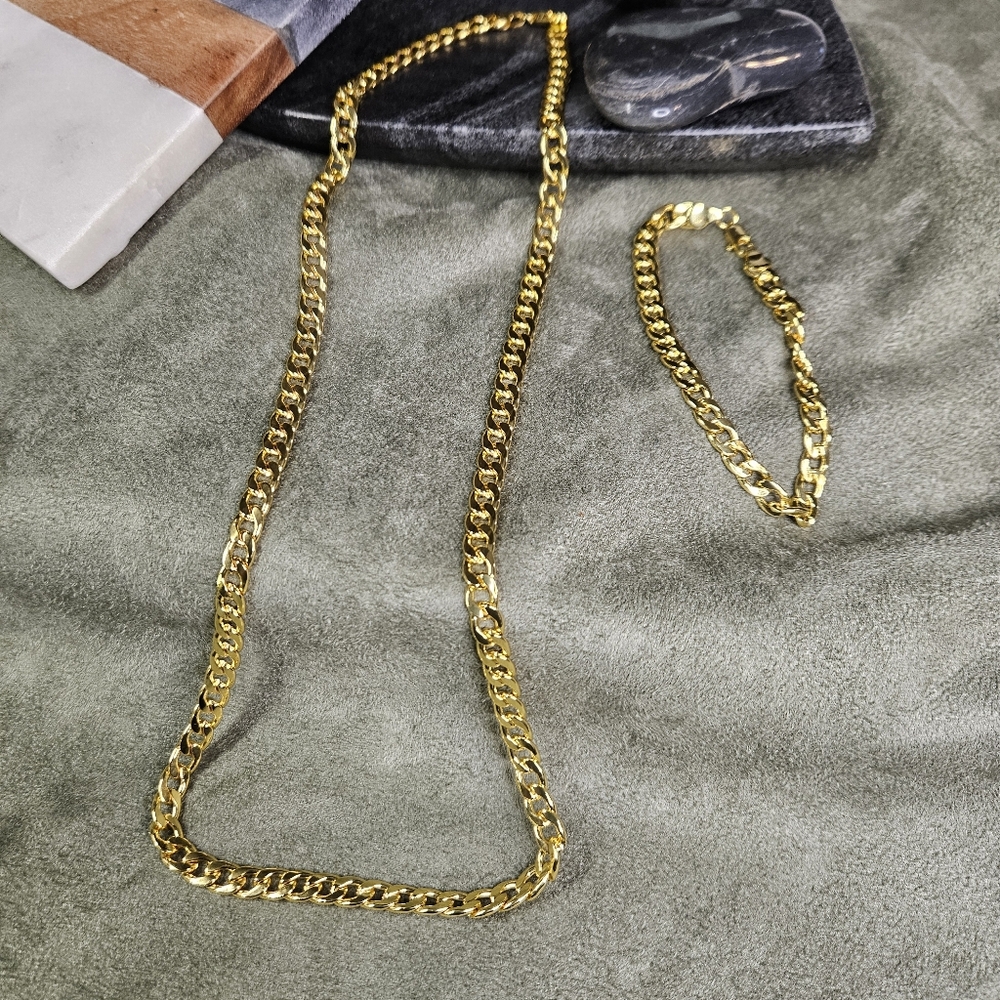 Men's Gold Cuban Link Set